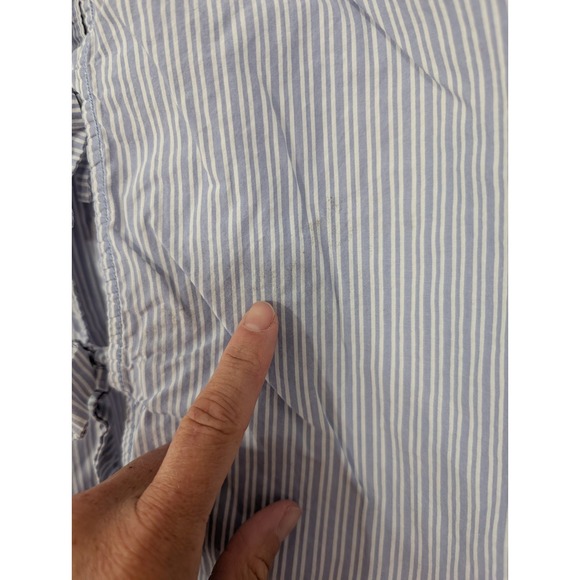Free People Tie It In A Bow Oversized Cotton Shirt Blouse women's XS blue stripe - Picture 9 of 10